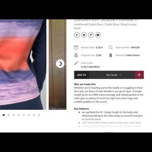 ISO-Do Not Purchase- Lululemon Scuba Hoodie II Cadet Blue/Beachscape in size 8
